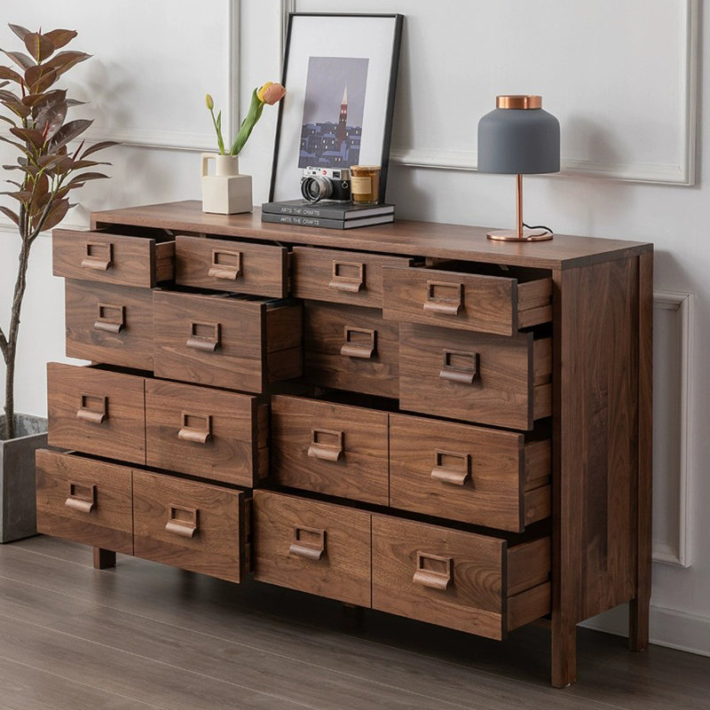 Minimalist Retro Drawer Storage Side Cabinet, 35.43" H x 55.12" W x 14.96" D