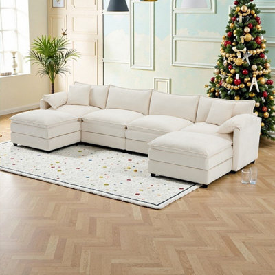 Ensemble de canapé modulaire en forme de U 136 po avec siège profond 136 po Chenille