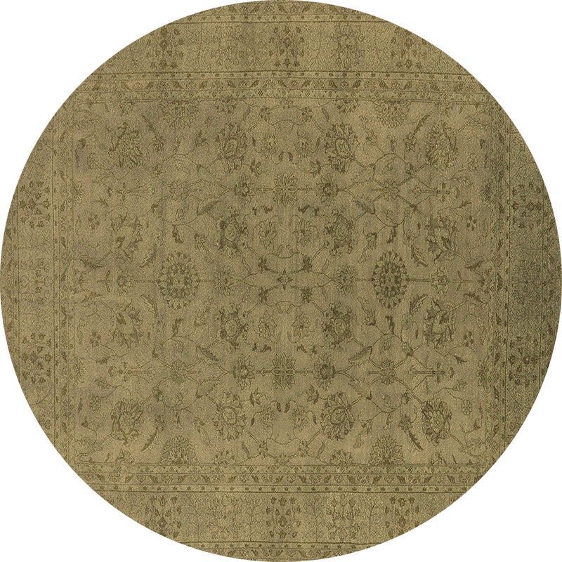 Tapis brun lavable à la machine Lenka Mid-Century Modern 1600, Rond 5 pi