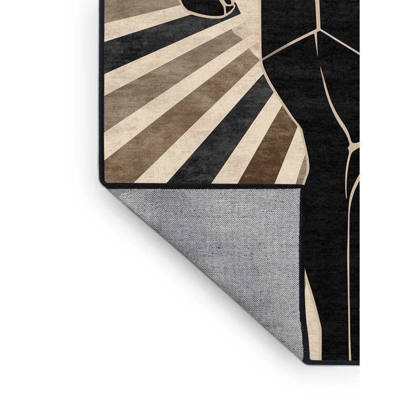 Tapis noir art déco lavable à la machine Titus Apollo, 7 x 10