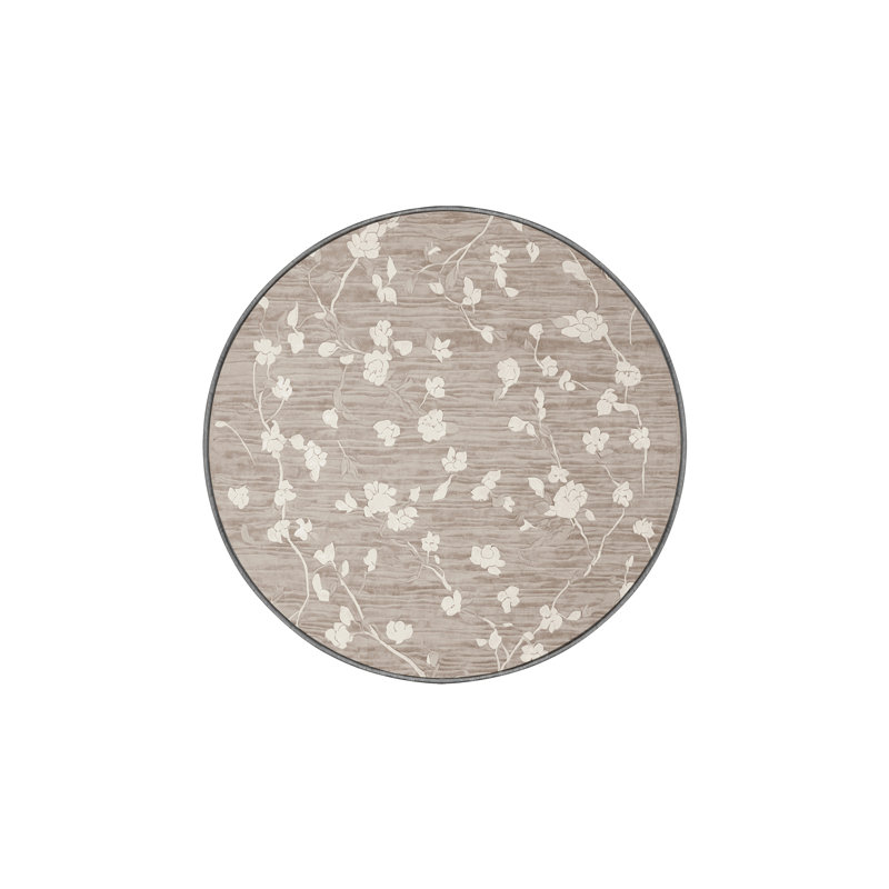 Machine Washable Gray Area Rug, Round 6'