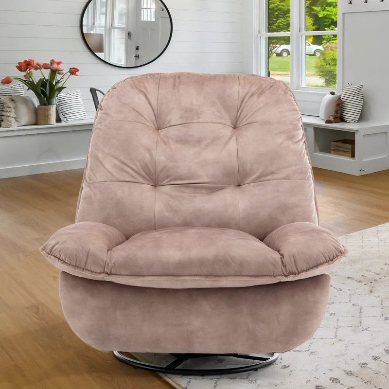 Fauteuil inclinable pivotant en velours rembourré, Brun