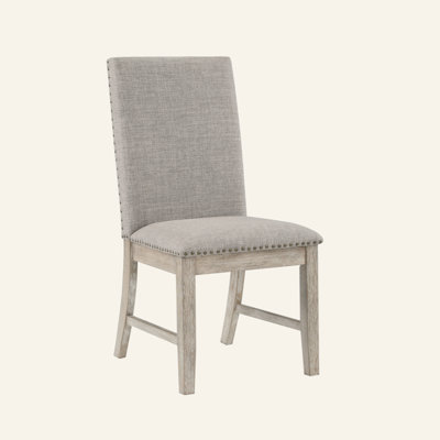 Ensemble de 2 chaises d'appoint rembourrées avec dossier et garniture cloutée brun-gris