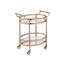 Chariot de service en verre transparent et finition or rose