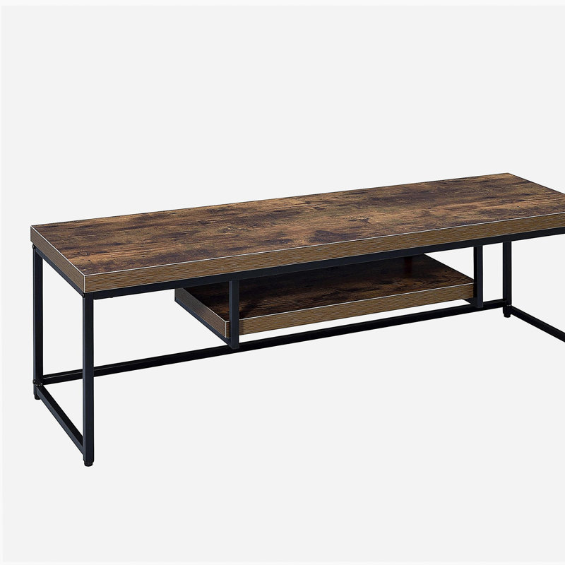 Weathered Oak and Black 1-Layer TV Cabinet