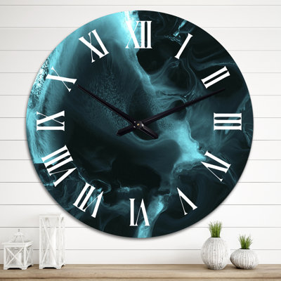 Turquoise Cloud Liquid Art I - Modern Wall Clock