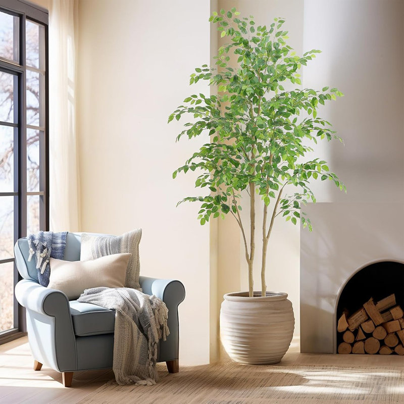 Tall Tree Artificial,7Ft(84In) Realistic Texture Potted Fa...
