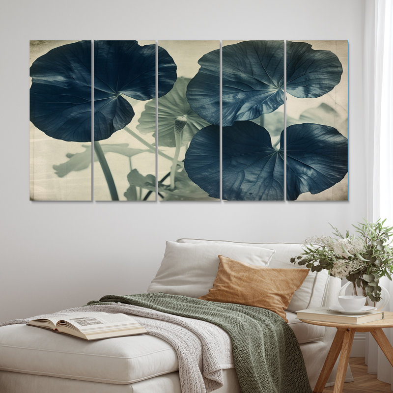 «Ginko Leaves In The Wild Blue», reproduction d'art sur toile - 5 panneaux égaux