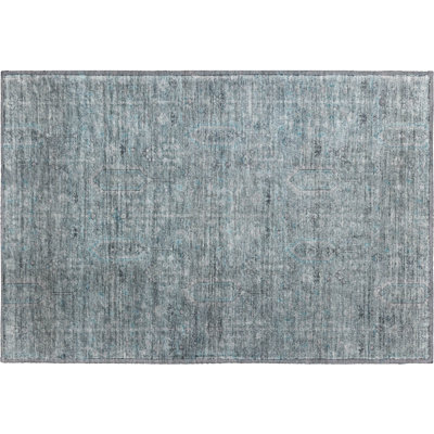 Tapis bleu sarcelle lavable à la machine Premium Prisco