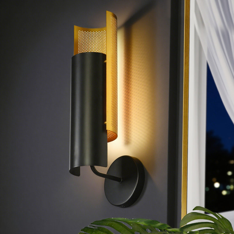 1-Light Contemporary Black Armed Wall Sconce
