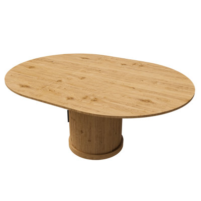 Extendable Oval Expandable Kitchen Dining Table with 2-Tier Storage