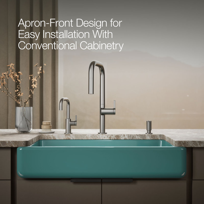 Whitehaven® 36" L x 22" W Double Basin Farmhouse/Apron Kitchen Sink, Teal