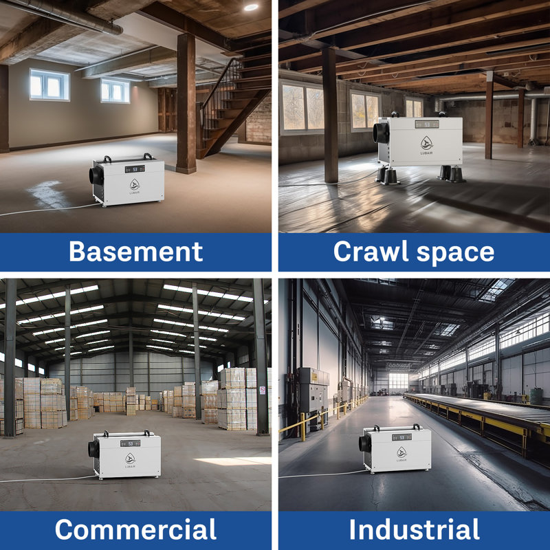 145 Pint Crawl Space Dehumidifier with Drain Hose – Ideal for Basements, Attics, and Tight Spaces