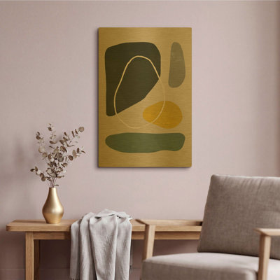 « Scandi Pebbles 2 » de Gary Williams, tableau mural en métal doré, 40,6 cm x 61 cm