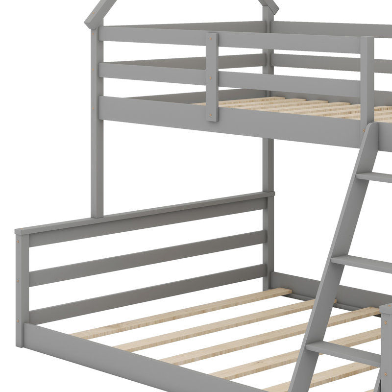 Lit superposé en forme de maison avec échelle intégrée, convertible en 2 lits, Gris