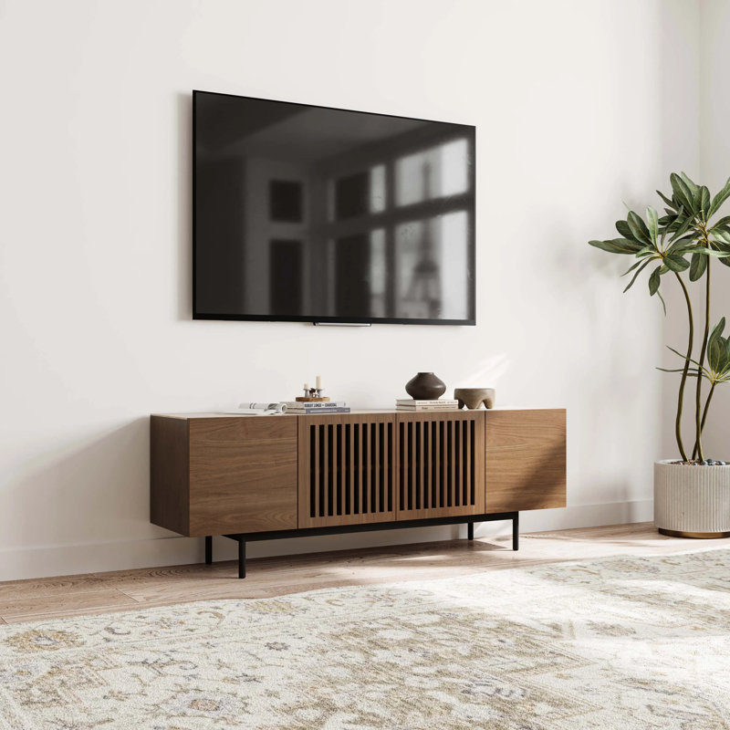 Meuble télé Mid-Century moderne avec pierre frittée