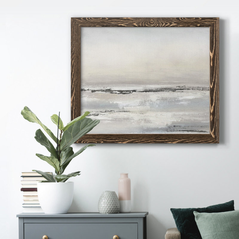 Distant brouillard - Peinture sur toile encadrée, Noyer, H 20 po x l 17 po x P 1,5 po