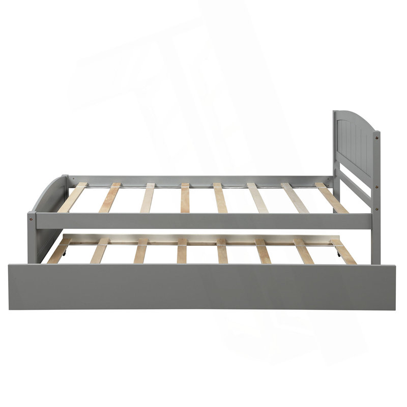 Lit plateforme simple avec lit gigogne, Gris