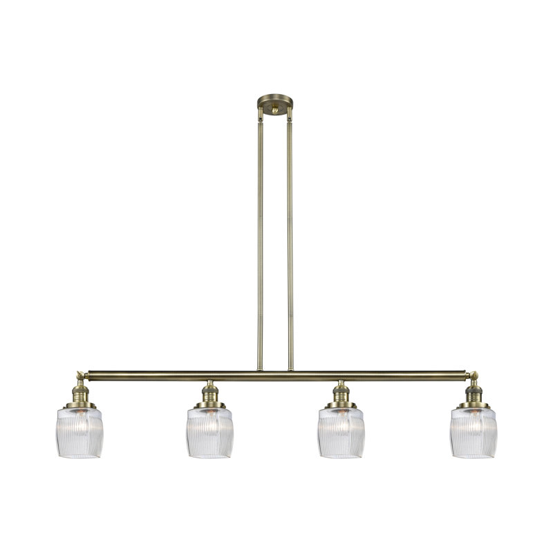 Colton - 4 lumières - 50 pouces - Laiton antique - Tige suspendue - Îlot réglable, Does Not Apply Watts