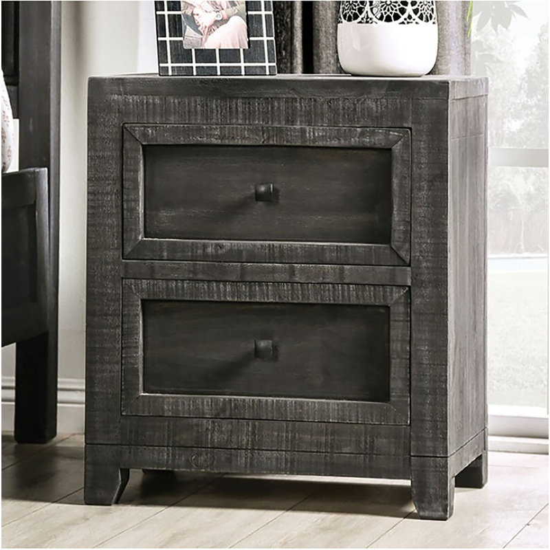 Table de chevet 2 tiroirs Demodena, Gris anthracite