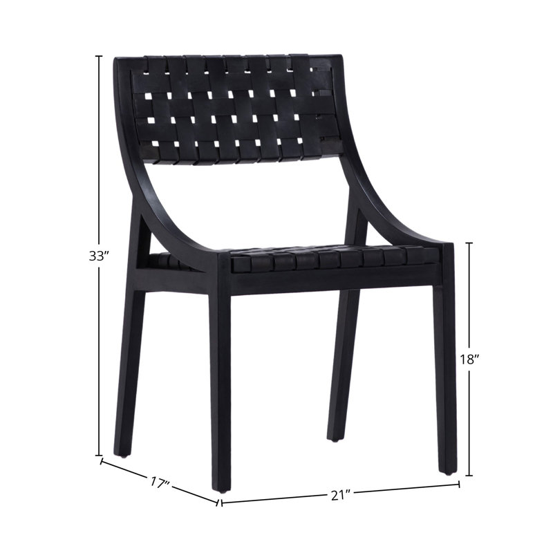 Leather Side Chair in Black, Black, Black