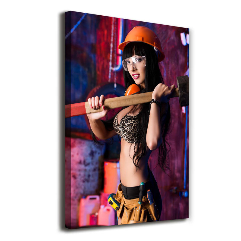 Female Worker - Wrapped Canvas Print