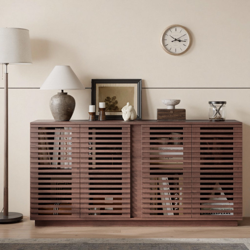 Buffet en bois massif à lattes 60 po - Rangement de style campagne moderne