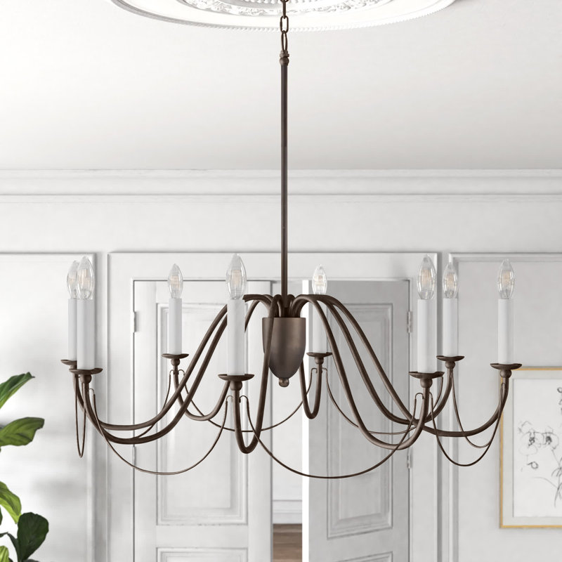 Lustre classique à 8 lumières de style bougie Corsham, Bronze châtaignier