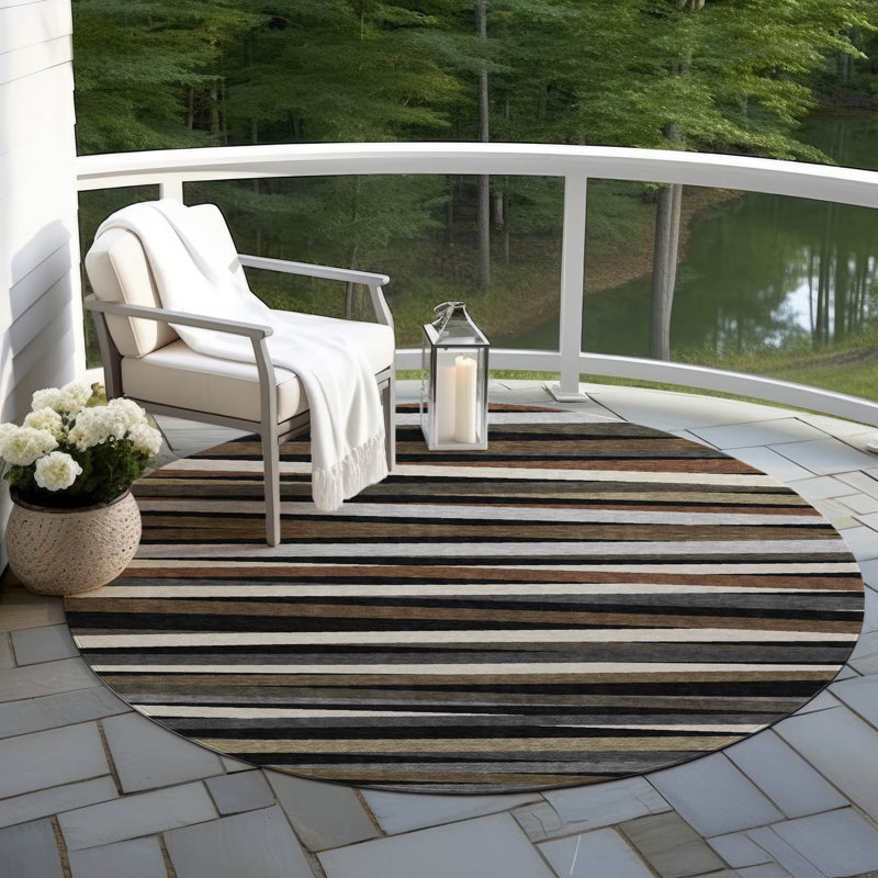  Tapis gris intérieur / extérieur lavable à la machine Chantille ACN997, Rond 8 pi