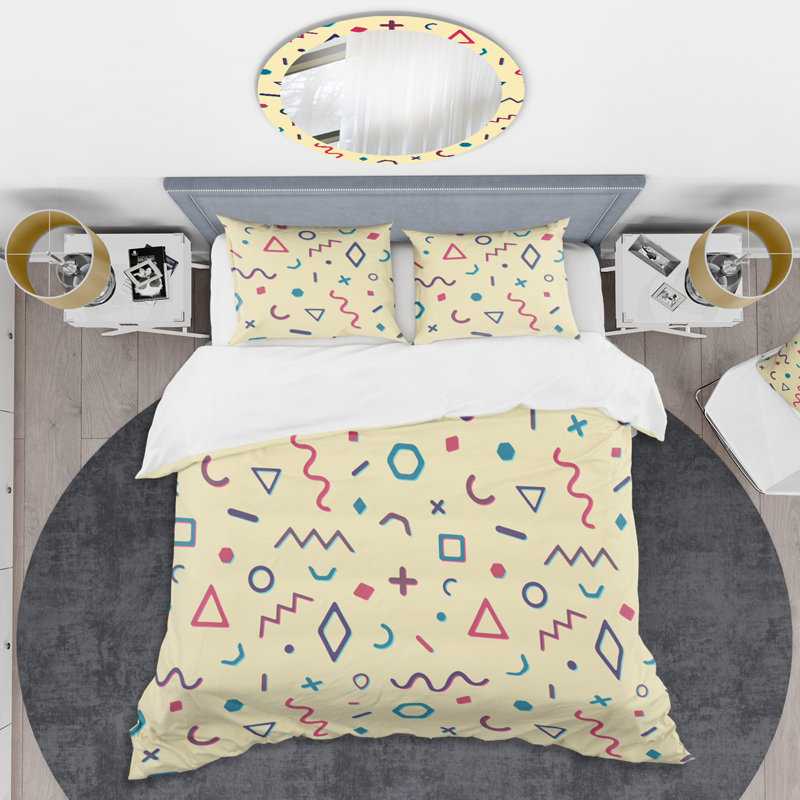 Cream Retro Abstract Mid-century Modern Full/Queen Bedding Set