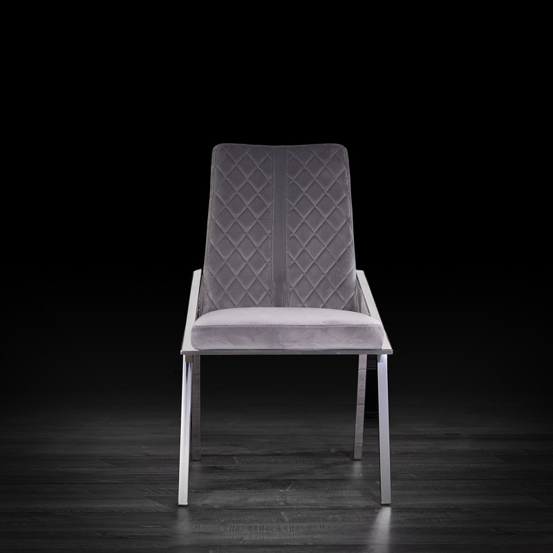 Chaise rembourrée, Gris, Argent