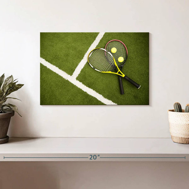 Raquettes de tennis sur le court, H 8 po x l 12 po