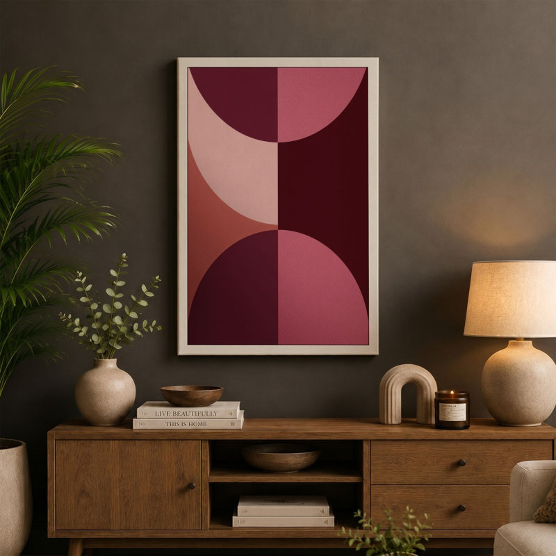 Overlapping Circles Minimalist - Wrapped Canvas, 18x12 - 45.7 x 30.5 cm, Taupe Border