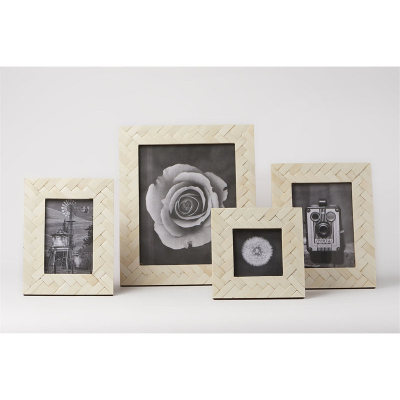 Zephyr Bone Embossed Picture Frame, White, 5" x 7"