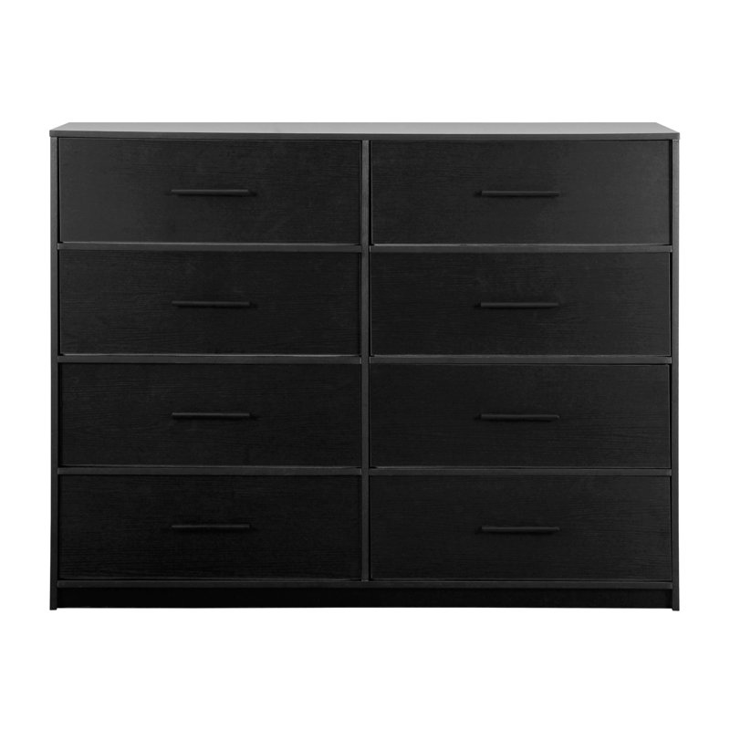 Commode 8 tiroirs avec grands tiroirs en tissu, Noir