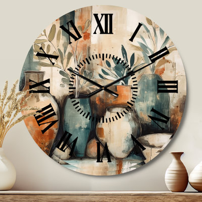 Horloge murale orange et verte