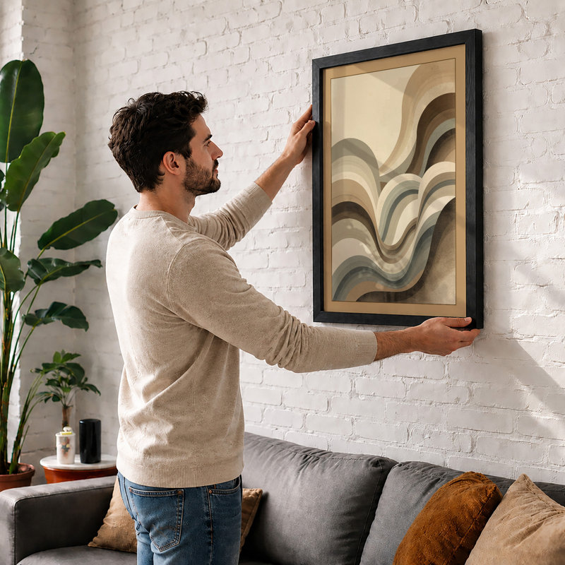 Flowing Ribbons Minimalist - Framed Print, A1 - 84.1 x 59.4 cm, Walnut