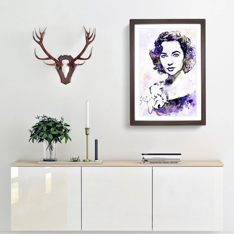 Elizabeth Taylor in Abstract - Picture Frame Painting Print, Walnut Framed, 36cm H x 27cm W x 2cm D