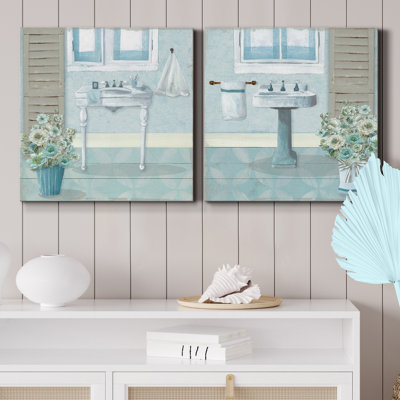" Teal Sink I " 2 - Pieces
