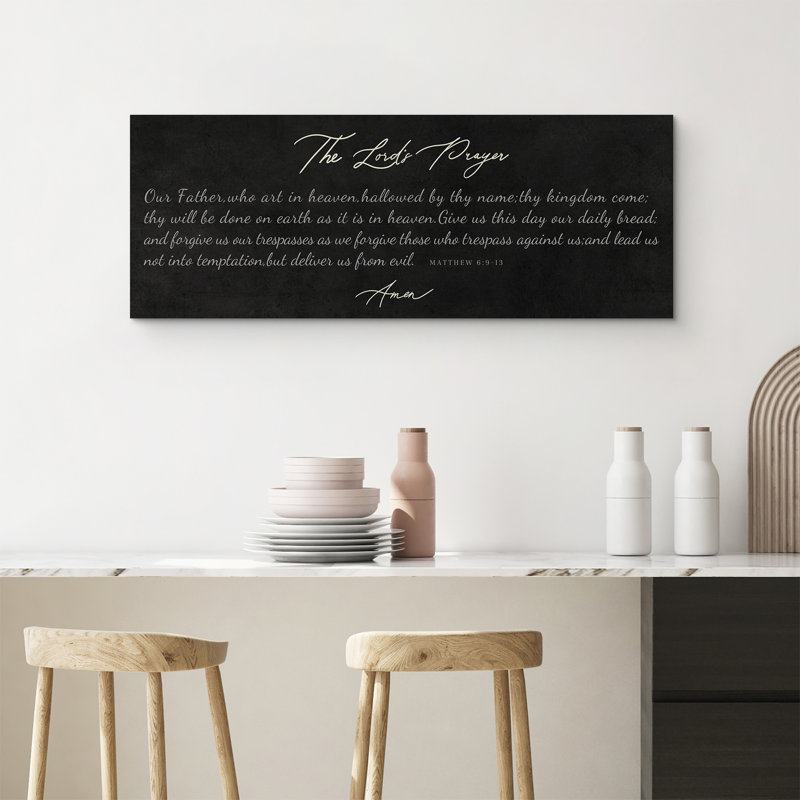 «The Lord's Prayer», œuvre d'art religieuse, décoration murale de salon, H 12 po x l 32 po, Toile tendue, Sans cadre