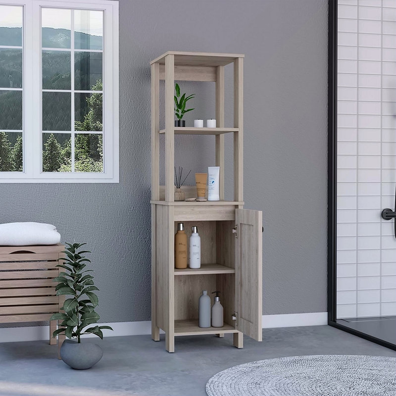 Armoire à linge à 4 tablettes, Gris