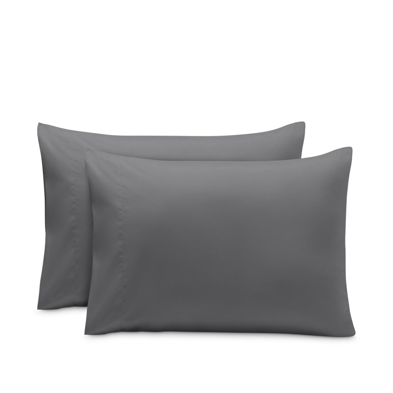 Microfiber Pillowcase Set Envelope Closure, Gray, Standard Pillow Case