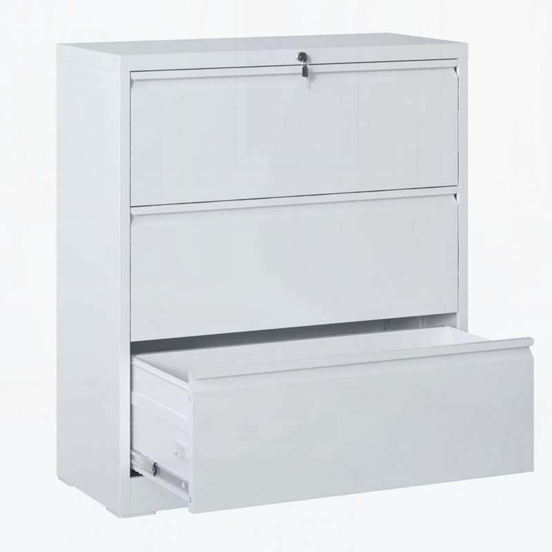 File Cabinet 3 Drawer, Filing Cabinet with Lock, Lockable File Cabinet for Home Office, Locking Metal File Cabinet for Legal/Letter/A4/F4 Size