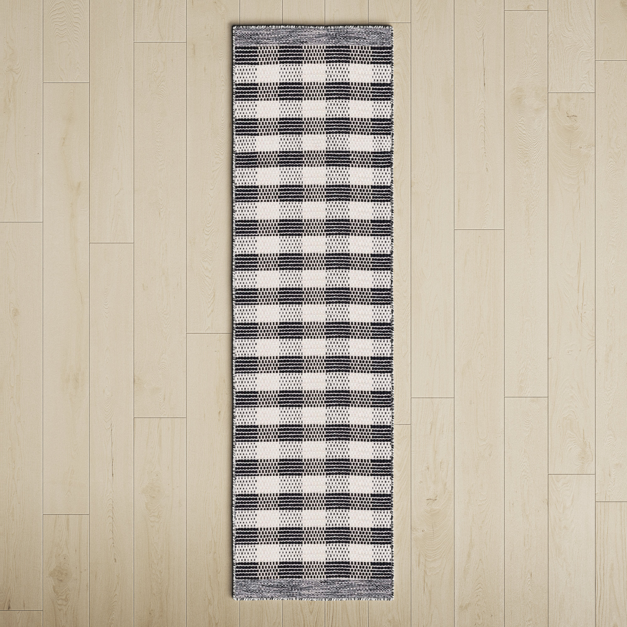 Striped Kilim 807 Area Rug In Black / Ivory, Runner 2' 3" x 8'