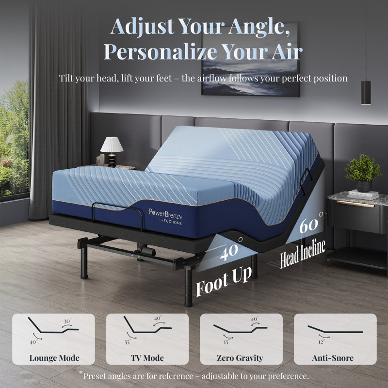 Base réglable avec plusieurs ventilateurs de refroidissement avec matelas 12 "Frim, Simple extra long
