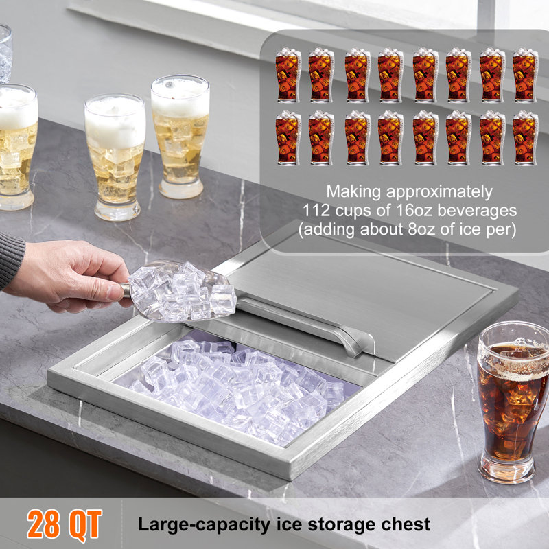 VEVOR 28 Qt Stainless Steel Drop-In Ice Chest with Aluminum Handle