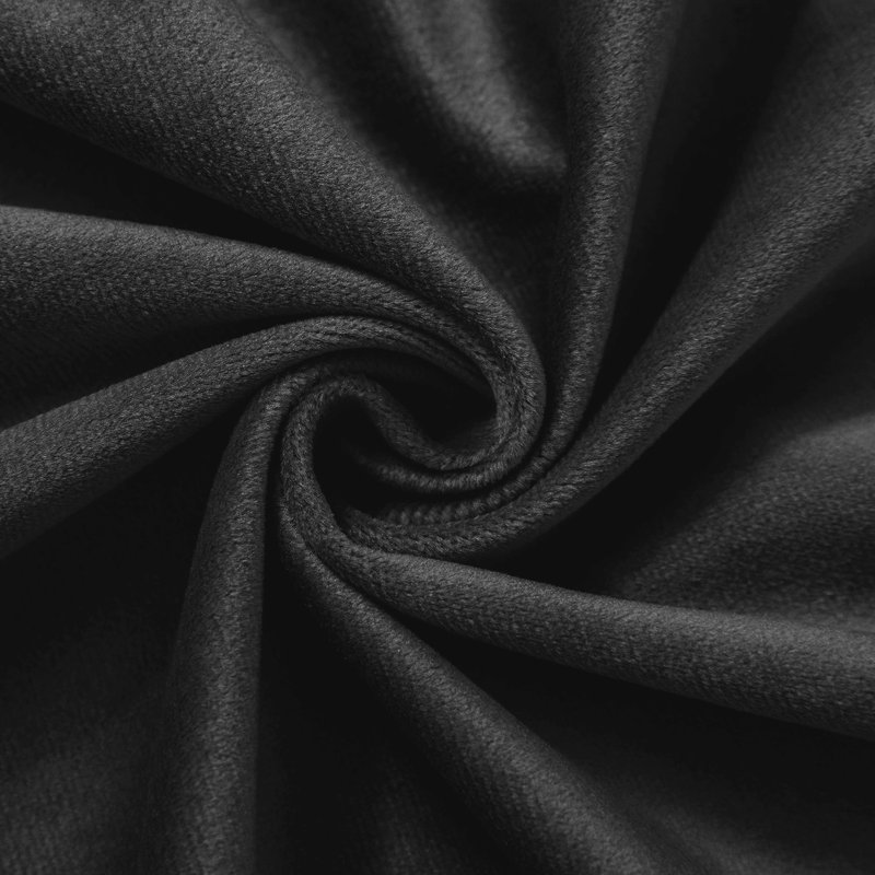 Winkel Heavy Velvet Eyelet Ready Made Thermal Drapes & Curtains, (117 Width X 137 Height) cm, Black
