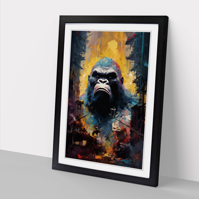 King Kong Impressionism - Framed Print, Black Framed, 64cm H x 46cm W x 2" D