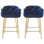 Ensemble de deux tabourets de comptoir modernes avec structure en fer, dossier et coussin moelleux, repose-pieds, idéal pour la cuisine, la chambre à coucher ou la salle à manger