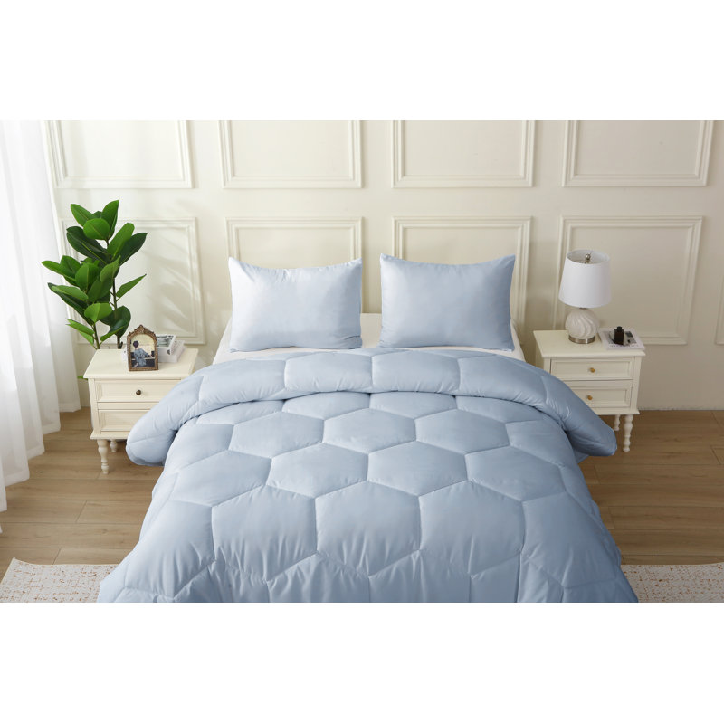 Ensemble d'édredon surdimensionné en microfibre Better Style Home, Édredon pour grand lit + 2 taies décoratives, Bleu